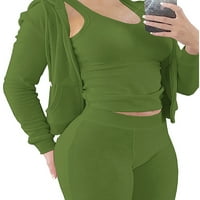Sanviglor дамски изпотяващи костюми еластични талия облекло Пълен цип анцуг комплект дишащи джогинг комплекти домашен зелено s