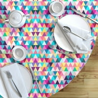 Памучен сатен покривка, 70 кръг - триъгълници Геометрични абстрактни цветни цветни модерни форми на разсадници цветни печат по поръчка на масата с лъжица