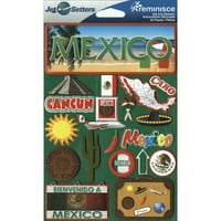 Jet Setters Dimensional Stickers-Mexico, PK 3, Reminisce