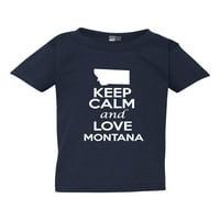 Запазете спокойствие и любов Монтана Държава хора Карта патриотично дете деца тениска