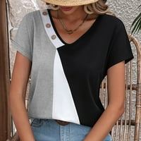 Тениски на Gaecuw за жени върхове блузи с къс ръкав тениски редовно годни пуловер тениски тениски абстрактни върхове за печат v шия блузи тениски издръжливи лесни лек?