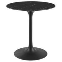 Modway Lippa кръг 28 Модерна изкуствена мраморна маса от средата на века в черно черно