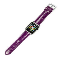 Apple Watch каишка - Crocodile Grain Watch Band - Violet - FITS Series & Apple Watch [Silver Adapters]