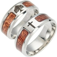Fcphome годежа любов пръстен сватбен пръстен Университет дърва от неръждаема стомана дърво на живот кръстосано пръстен бижута