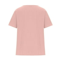 Летни върхове за жени ежедневни памучни бельо сладко принт с къс ръкав o копче за шия надолу ризи плюс размер тънки блузи