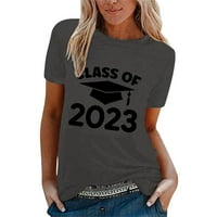 Тениски на букмейкъра за жени свободни прилепнали случаен сезон на дипломиране отпечатана риза с къси ръкави с къс ръкав свободен
