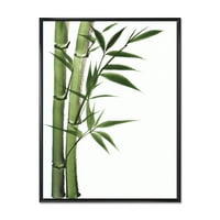 Дизайнарт 'детайл от тъмнозелен бамбук и листа' традиционна рамка платно стена арт принт