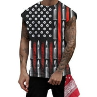 Мъжки тениски на американския флаг Независимост Ден за печат кръг без ръкави без ръкави без ръкави