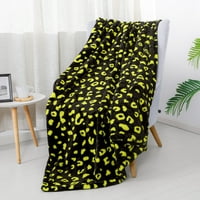 Домашно легло одеяло животински печат Гепард Fuzzy Fau Fur Throing Bendlet -Fluffy Красиво плюшено кадифе за хвърляне на одеяло 60x черен леопардов печат