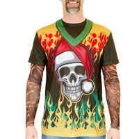 Хеви метъл Коледа с татуировка окото Мъжка тениска с дълъг ръкав