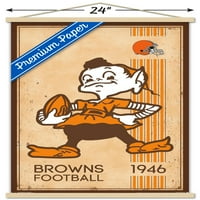 Кливланд Браунс-ретро лого плакат за стена с дървена магнитна рамка, 22.375 34
