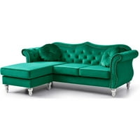 Начален квадрат 2 части мебели с диван шезлонг и любов в зелено