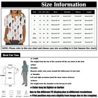 Плюс размери ризи за жени свободни годни за ежедневни копчета за спално бельо с къс ръкав върхове Графична тениска на Хенли многоцветна 4XL
