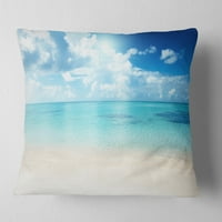 Дизайнарт пясък на плажа в синьо Карибско море-модерна възглавница за хвърляне на морски пейзаж-18х18