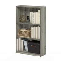 Furinno jaya wood simple 3-степенна регулируема шкаф за рафтове във френски дъб сиво