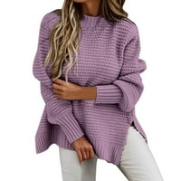 Turtleneck жени Небрежно половината костенурка Мода разхлабена есен елегантен топъл огромен нов пуловер плътно цветен плетен пуловер мъже сладка риза лилаво xl