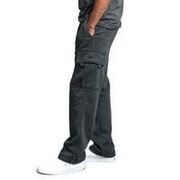Мъже товарни панталони извънгабаритни модни модни солидни цветове теглене еластична талия многопокети работни панталони ежедневни