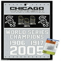 Чикаго бял So - Champions Wall Poster с бутални щифтове, 14.725 22.375