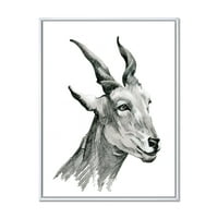 Дизайнарт 'черно-бял портрет на коза' къща в рамка платно за стена арт принт