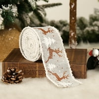 Sofullue Коледна панделка отпечатана коледна дървесина на снежинките лосове лосове за подарък за опаковане на сватбен венец лъка