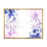 Дизайнарт 'розово и лилаво абстрактно с цветни пръски' модерна рамка платно стена арт принт