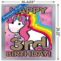 Ели Рипбергер еднорог - Честит плакат за стена на 3 -ти рожден ден, 14.725 22.375