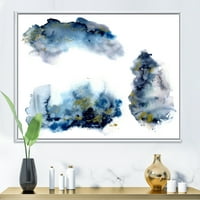 Дизайнарт 'сиви и сини облаци със златист блясък' модерна рамка платно стена арт принт