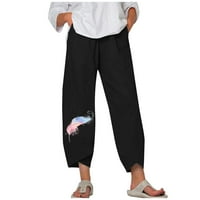 Mrat панталони за жени комфорт панталони с пълна дължина дами мода с висока талия с права тръба венчелистчета панталон памук памук