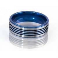 Плосък титанов пръстен с канали, анодизирани в синьо