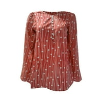Дамски блузи Henley Fashion Blouse Striped Women Plus ризи ръкав летни върхове червени s