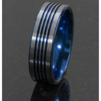 Плосък титанов пръстен с канали, анодизирани в синьо