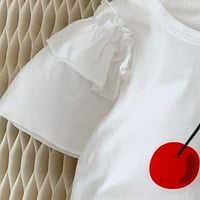 Върхове за момичета лято момичета бебешки череша тениска с мухата ръкав с къс ръкав небрежен на открито за 6- месеца