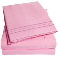 Сладка домашна колекция серия спално бельо-Екстра мек микрофибър дълбок Джобен комплект-Розово, Двойно