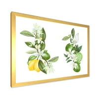 Дизайнарт 'букети от цъфтящи клони от лимоново дърво на бяло' традиционна рамка Арт Принт