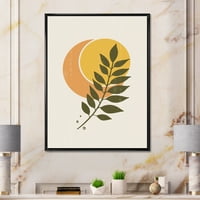 Дизайнарт 'абстрактна геометрична Луна и слънце с листо в' модерна рамка платно Пано Арт Принт
