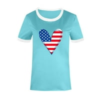 Американски флаг сърце Топ за жени, 4 юли Патриотична риза Модерна свободна форма на туники тийнейджъри Графика на САЩ Блуза Ден на независимост