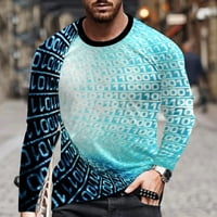 Мъжки зимни якета якета за вятърни счупвания за мъже небрежни кръгли шия с къс ръкав пуловер линия 3D отпечатана тениска блуза