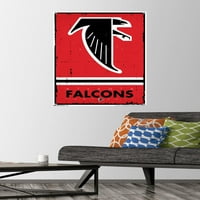 Атланта Фалкънс - ретро лого плакат за стена с щифтове, 22.375 34