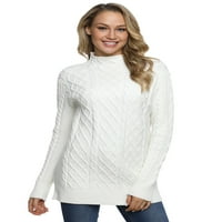 PrettyGuide Женски туника пуловер кабел плетен макет пуловер на шията дълги пуловерни върхове