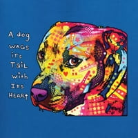 Wild Bobby Dean Russo Куче размахва опашката си със сърцето си благодарност Pitbull Dog Lover Men Graphic Tee, Royal, X-Large