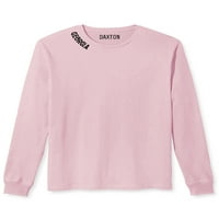 Daxton Premium Georgia Men Тениска с дълги ръкави ултра мек средно тегло памук, светло розов тройник черни букви 1xl