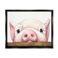 Ступел индустрии сладко розово прасе почивка муцуна ферма животните илюстрация Живопис реактивен Черен плаващ рамкирани платно печат стена изкуство, дизайн от Дж