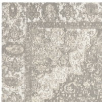 Класически Реколта Трис Флорални Граници Полиестер Площ Килим, Сребро, 8 '10'