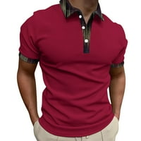 Поло ризи за мъже Лято Нови ежедневни мъжки риза с късо ръкав Цвят Блок три бутони Мъжки ризи за рамо мъжки ризи