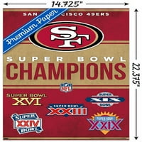 Сан Франциско 49ерс - плакат за стена на шампионите, 14.725 22.375