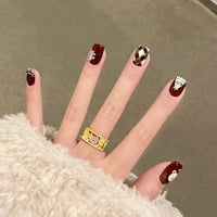 Yeahmol Press On Nails Среден дизайн, фалшиви нокти многоцветни и лепило върху ноктите, поставени с лепилни раздели за нокти за жени,#069
