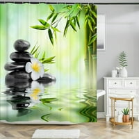 Зелено растение бамбук душ завеса за баня баня завеса водоустойчив полиестер 3d отпечатани дървета 180* Екран за баня с куки