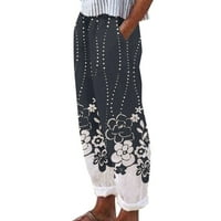 Wozhidaoke панталони за жени панталони с джобове Небрежно спечатък с висока талия памук свободни дълги прави панталони суитчъри