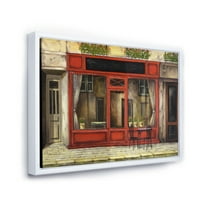 Дизайнарт 'червена фасада на очарователен магазин на улица Париж' Френска кънтри рамка платно за стена арт принт