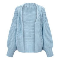 Wozhidaoke жилетки за жени модни ежедневни пуловер Небрежен кардиган топло яке небесно синьо 3xl